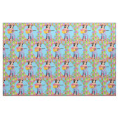 カントリー・ウェスタン・歌唱女性のカーボーイとギター ファブリック (ファットクウォーター)