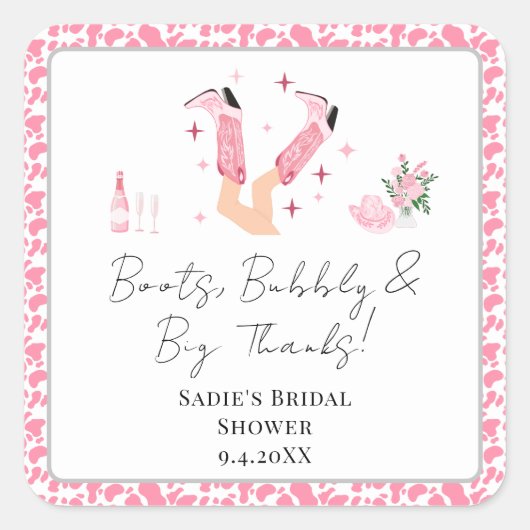 カントリー・ウェディングシャワーありがとう スクエアシール (正面)