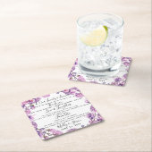 カントリー・ウェディング・パープルパーティー結婚/sありがとう スクエアペーパーコースター (インサイチュ)