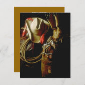 カントリー・ウエアー・タック、帰宅の到着を待つ ホームパーティーの招待 招待状 (正面/裏面)