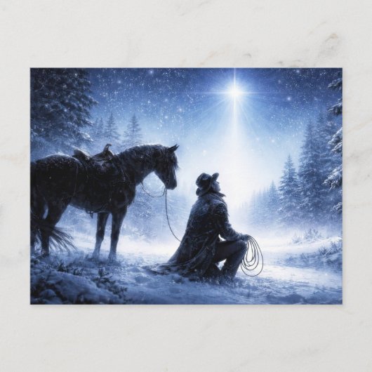 カントリー ウエスタン カウボーイ クリスマス ポストカード (正面)