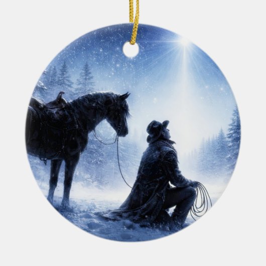 カントリー ウエスタン カウボーイ ノーススター クリスマス セラミックオーナメント (正面)
