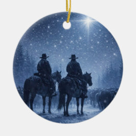 カントリー ウエスタン カウボーイ ノーススター クリスマス 牛 セラミックオーナメント