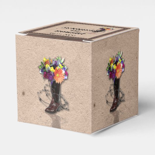 カントリー ウエスタン バーブ ワイヤー ウェディング フェイバー ボックス (正面サイド)