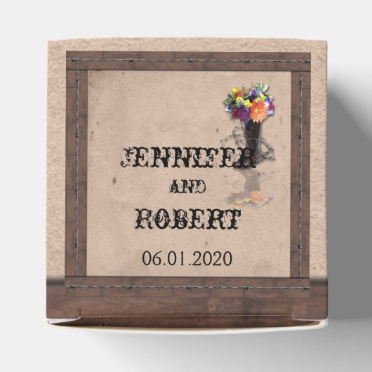 カントリー ウエスタン バーブ ワイヤー ウェディング フェイバー ボックス (上部)