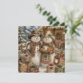 カントリー&ウエスタン ミスター&ミセス 雪だるま クリスマス カード (スタンド正面)
