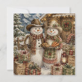 カントリー&ウエスタン ミスター&ミセス 雪だるま クリスマス カード (正面)