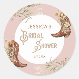 カントリー ウォーターカラー フラワーブーツ ブライズシャワー ラウンドシール