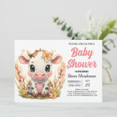 カントリー・ウォーターガーリーカラー牛ベビーシャワー 招待状 (スタンド正面)