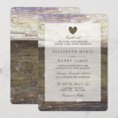 カントリー ウッド ハート ウェディング 招待状 (正面/裏面)