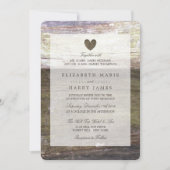 カントリー ウッド ハート ウェディング 招待状 (正面)