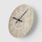 カントリー・ウッド・ホワイト・ローマ数字ファミリー名 ラウンド壁時計 (傾斜)