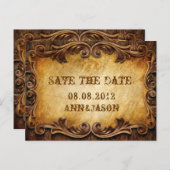 カントリー・カウボーイ・ウェスタン・ウェディングは日付を保存 案内ポストカード (正面/裏面)