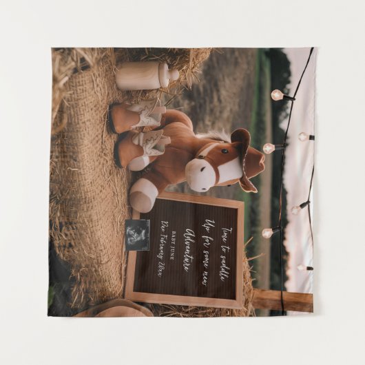 カントリー・カウボーイ・ホース妊娠のお知らせ タペストリー (正面(横))