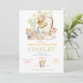 カントリー・ガール・ペッティング動物園の誕生日パーティー 招待状 (スタンド正面)