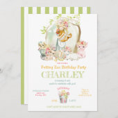 カントリー・ガール・ペッティング動物園の誕生日パーティー 招待状 (正面/裏面)