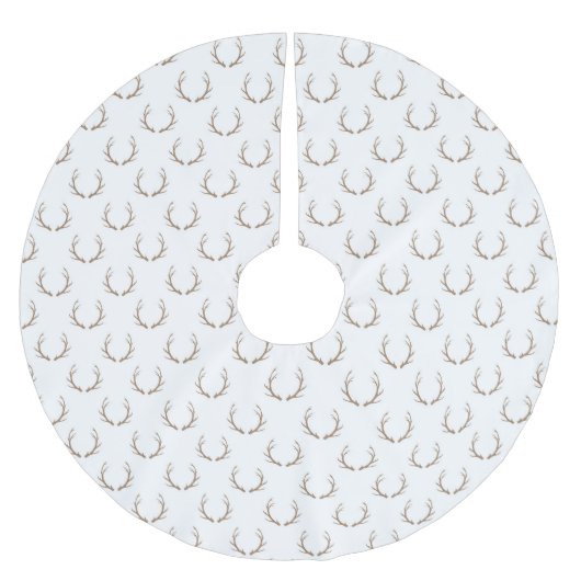 カントリー・クリスマスの素朴なトナカイの〔雄ジカの〕枝角パターン ブラッシュドポリエステルツリースカート (正面)