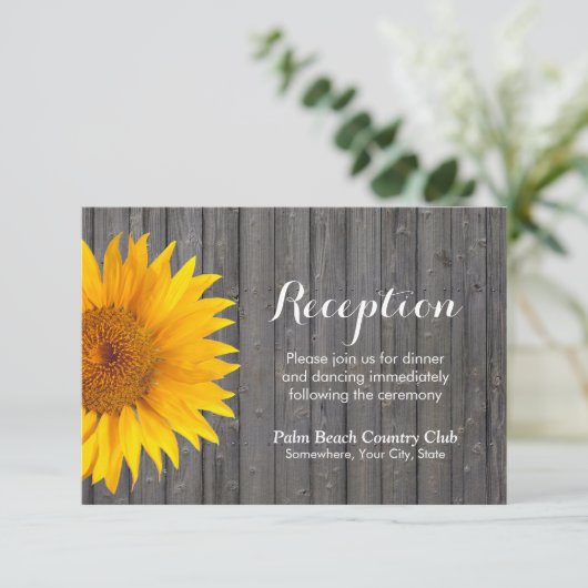 カントリー サンキライ バーン ウッド ウェディング レセプション エンクロージャーカード (スタンド正面)