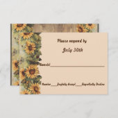 カントリー サンフラワーズ & バタフライ ウェディング RSVP 招待状 (正面/裏面)