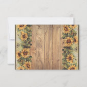 カントリー サンフラワー & バタフライ ウェディング RSVP 招待状 (裏面)