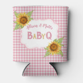 カントリー サンフラワー ピンク チェック BBQ ベイビーQ 缶クーラー (正面)