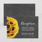 カントリー サンフラワー ブラックボード ウェディング レセプション エンクロージャーカード (正面/裏面)