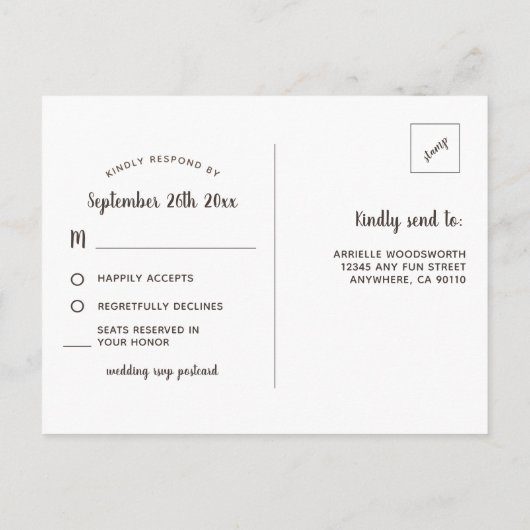 カントリー サンフラワー メイソンジャー 結婚式 RSVP ポストカード (裏面)