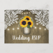 カントリー サンフラワー メイソンジャー 結婚式 RSVP ポストカード (正面)