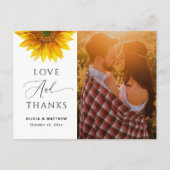 カントリー サンフラワー。素朴な花のウェディング お礼 ポストカード (正面)