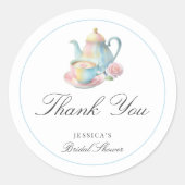 カントリー シックな ブライダル ティー ブライダル シャワー サンクス ラウンドシール (正面)