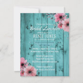 カントリー シック ブライダル ランチョン | ティール ウェディング シャワー 招待状 (正面)