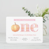 カントリー シック マドラス プリントの女の子の1歳の誕生日パーティー 招待状 (スタンド正面)