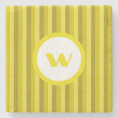 カントリー – スタイルイエローモノグラストライプのム ストーンコースター (正面)