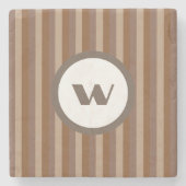カントリー – スタイルブラウンモノグラムストライプのストーンコースター ストーンコースター (正面)