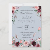 カントリー・ダスティブルーとブルゴーニュの花結婚の香り 招待状 (正面)