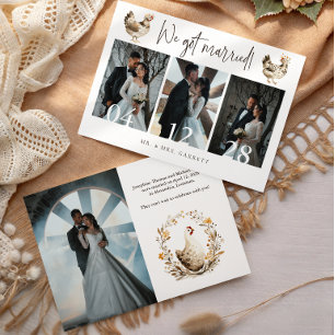 カントリー チキン マルチフォト ウェディング アナウンスメント 招待状