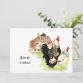 カントリー チキン & ルースター ヴィンテージ バーン コットンコア 招待状 (スタンド正面)