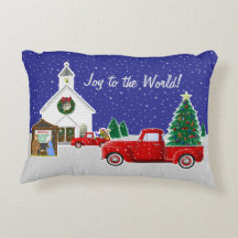 カントリー・チャーチ付き小さな赤いトラック