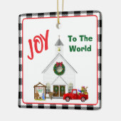 カントリー・チャーチ付き小さな赤いトラック セラミックオーナメント (左)