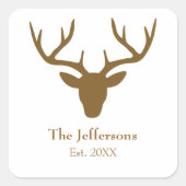 カントリー・チャーム 鹿の角 ファミリー ネーム スクエアシール (正面)
