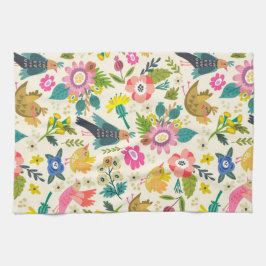 カントリー・バード&フラズタカラフルオル キッチンタオル