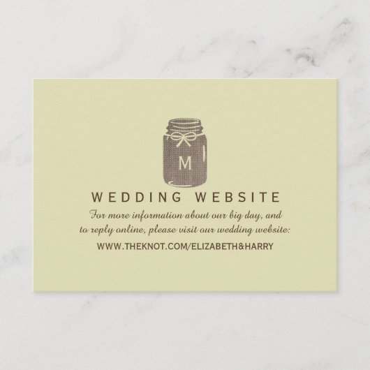 カントリー・バーラップ・メイソン結婚・ジャーのウェブサイト エンクロージャーカード (正面)