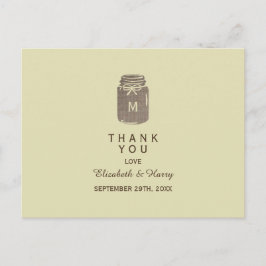 カントリー・バーラップ・メイソン結婚・ジャー・サンキュー ポストカード