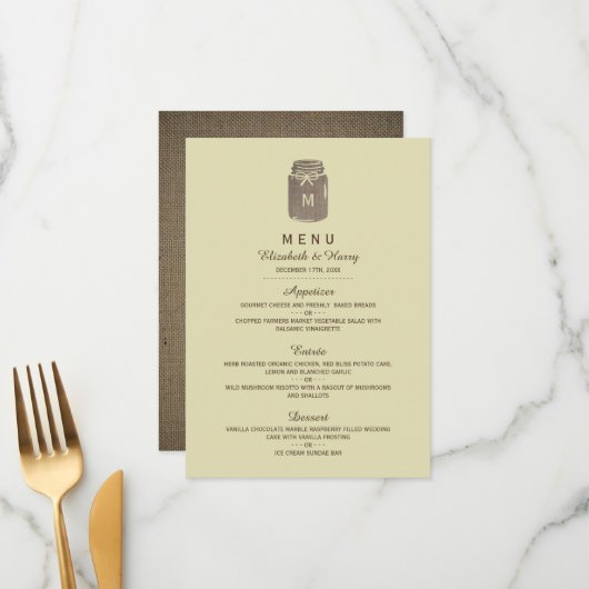 カントリー・バーラップ・メイソン結婚・ジャー メニュー (正面/裏面インサイチュ)