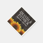 カントリー・バーンウッド素朴+ひまわり結婚の スタンダードカクテルナプキン (角)