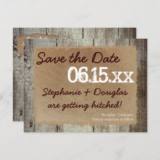 カントリー・バ素朴ン・ウッド日付はがきを保存 案内ポストカード (正面/裏面)