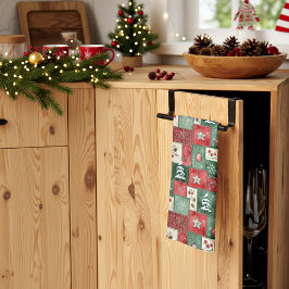 カントリー パッチワークのクリスマスパターン キッチンタオル