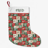 カントリー パッチワーク クリスマスパターン オーダーメイド スモールクリスマスストッキング (正面)