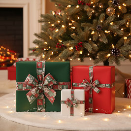 カントリー パッチワーク クリスマス パターン グログランリボン