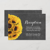 カントリー·ヒマワリーズ·チャルクボードの結婚式 エンクロージャーカード (正面/裏面)